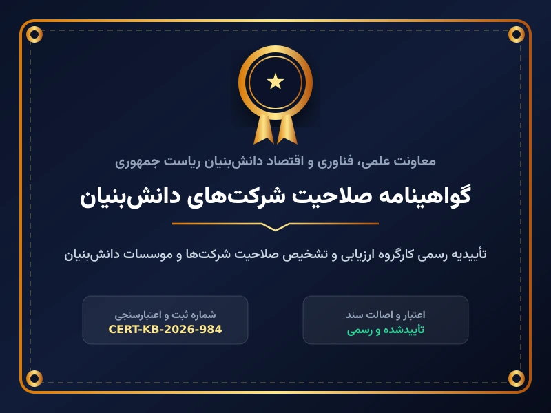 گواهینامه شرکت دانش‌بنیان از معاونت علمی ریاست جمهوری